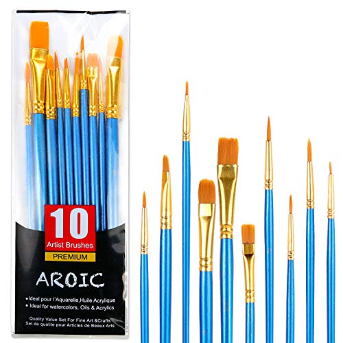 10 Pcs Watercolor Brushes Painting Brush Nylon Hair Brushes 51NycGy8AYL 