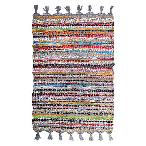 Multicolor Hand-Woven Reversible Cotton Chindi Rug" - Ramanta Home