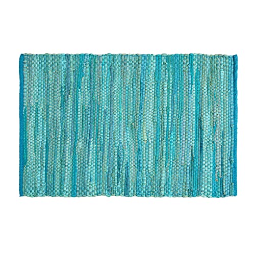 Multicolor Reversible Cotton Rag Rug 24x36 for Living Room & Kitchen - Teal