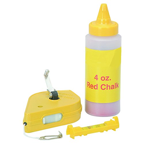 100 Ft Reel Red Chalk Line Level Set Plumb Bob Construction Mason Tools