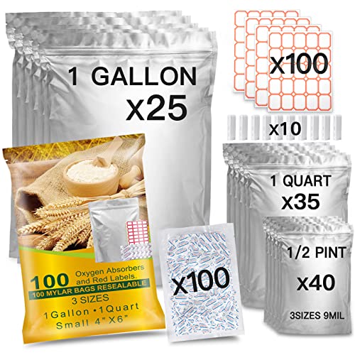 100Pack Mylar Bags for Food Storage