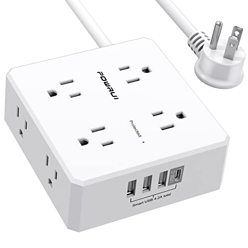 POWRUI 8 Outlet Surge Protector Power Strip with 4 USB Ports