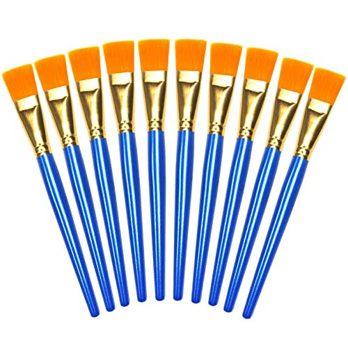 10Pcs Flat Paint Brushes Acrylic Paint Brush Set