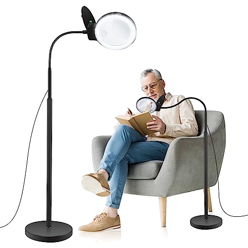 JUOIFIP 36-LED Dimmable Magnifying Lamp with Stand and Adjustable Gooseneck