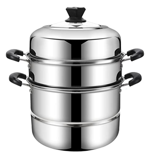 3-Tier Stainless Steel Steamer Pot Set with Liners and Gripper