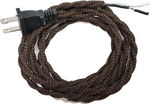 12ft Rayon Covered Lamp Cord with Polarized Plug, Ready to Wire