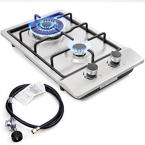 12" Gas Cooktops, Stainless Steel Dual Fuel Stove Top