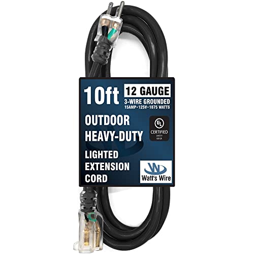 12-Gauge Heavy Duty Lighted SJTW Extension Cord