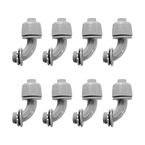 1/2-Inch Liquid Tight Connector 90-Degree, UL Listed, Grey, 8-Pack