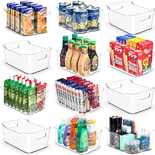 YIHONG Clear Pantry Storage Organizer Bins, 6 Pack Plastic Food