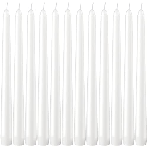 CIPHANDS 10" White Dripless Dinner Candles - 12 Pack