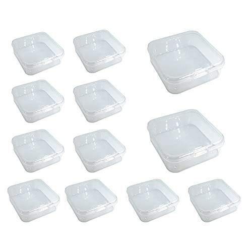 12 Pcs Beads Storage Container Clear Plastic Box Case with Flip-Up Lid