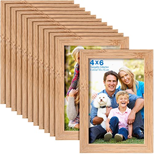 12-Piece Wooden Picture Frame with Mat and Real Glass