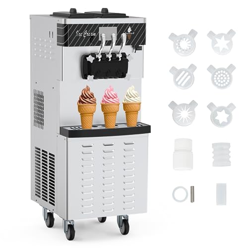 New Commercial Soft Ice Cream 3 Flavor Steel Frozen Yogurt Cone Maker  Machine