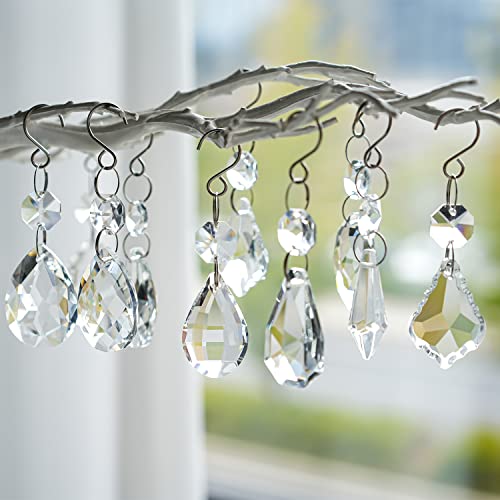 Nuenen 100 Pcs Hanging Crystals for Centerpieces Chandelier Clear Crystal  Garland Strands Ornament Acrylic Clear Beads Prisms Pendant for Christmas