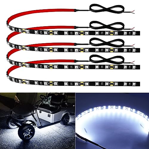Keiurot 12V Connectable White LED Light Strip for Automotive, 4 Pack