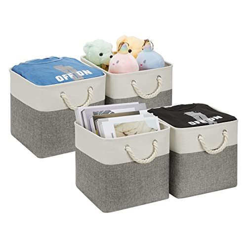 12x12 Cubes Storage Bins - 4-Pack, White and Grey