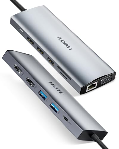 13-in-1 USB C HUB with Dual HDMI and VGA