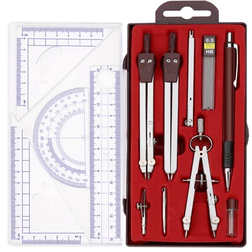 13PCS Math Compass and Protractors Geometry Drawing Tool Precision Set