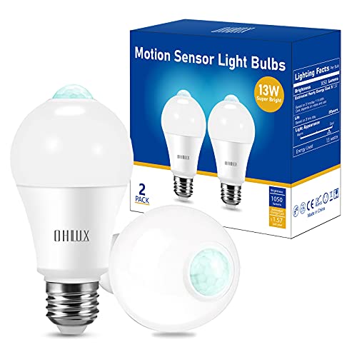 13W Motion Sensor Light Bulbs Outdoor, 2 Pack