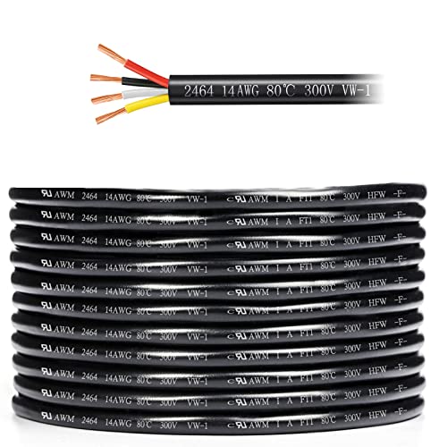 14AWG 4 Conductor Low Voltage Wire 32.8 FT PVC Sheathed UL Listed