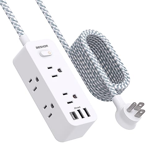 15Ft Extension Cord with 6 Outlets and 3 USB Ports