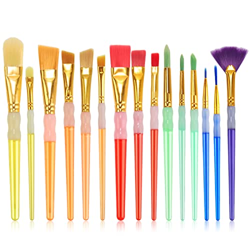 15-Piece Paint Brush Set for Oil, Acrylic & Watercolor