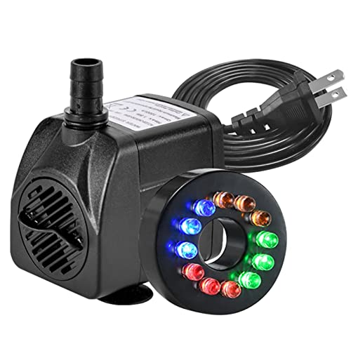 15W Submersible Fountain Pump with LED Lights