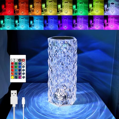 16-Color Crystal Table Lamp with Remote Control Night Light