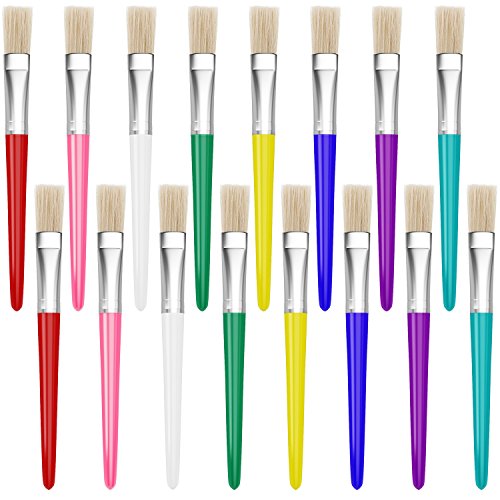 16 Piece Flat Tip Paint Brushes for Kids