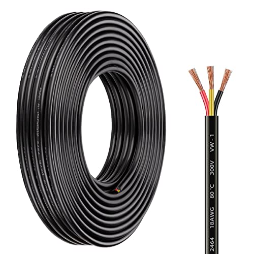 32.8ft 18 Gauge Low Voltage LED Cable - Black PVC Case