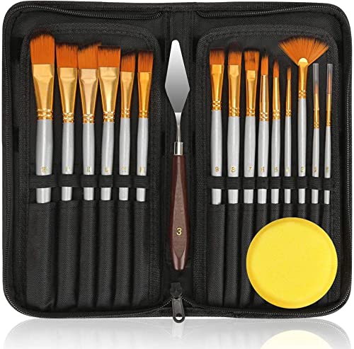 18-Pack Professional Oil Paint Brushes Set with Organizer and Accessories