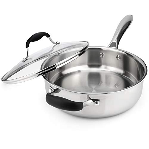 18/10 Tri-Ply Stainless Steel Saute Pan with Lid