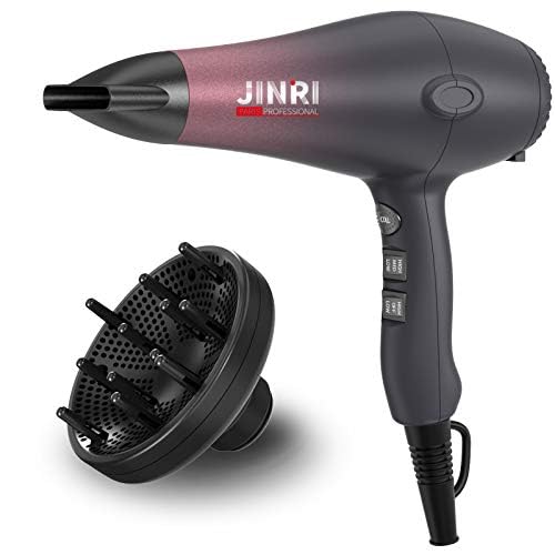 1875w Hair Dryer, Lightweight and Quiet, Ionic Blow Dryer with Diffuser, Concentrator,Professional DC Motor for Salon, 2 Speed and 3 Heat Settings
