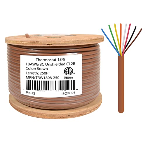 18/8 Thermostat Wire 18 Gauge Solid Copper CMR Heating HVAC AC Cable 250FT