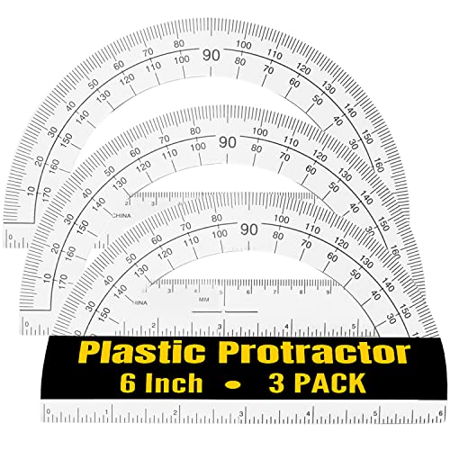 1InTheOffice 6 Inch Plastic Protractor (3 Pack)