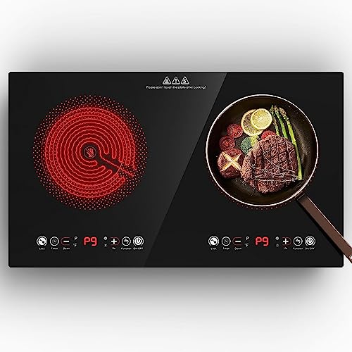 2 Burner 24 Inch Electric Cooktop with Child Safety Lock & Timer