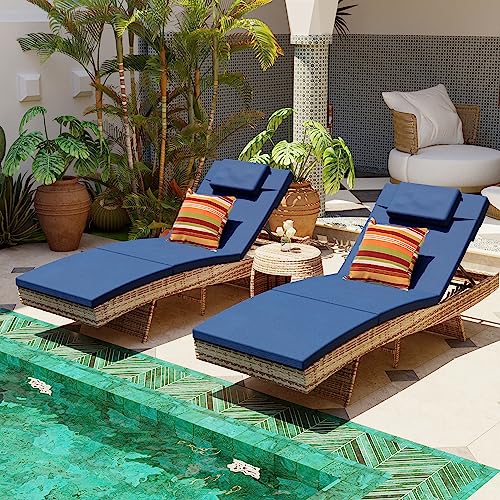 2 Chaise Loungers with Cushions & Pillows