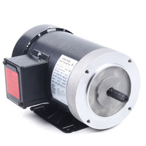 2 HP Electric Motor 3450 RPM General Purpose Three Phase Motor 230V/460V 56C Frame 5/8"Shaft Diameter CW Rolled Steel Shell 60 HZ Air Compressor Motor Suit For Agricultural Machinery&General Equipment