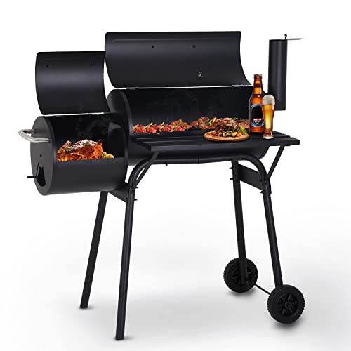 2-in-1 Combination BBQ Grill and Offset Smoker with Wheels