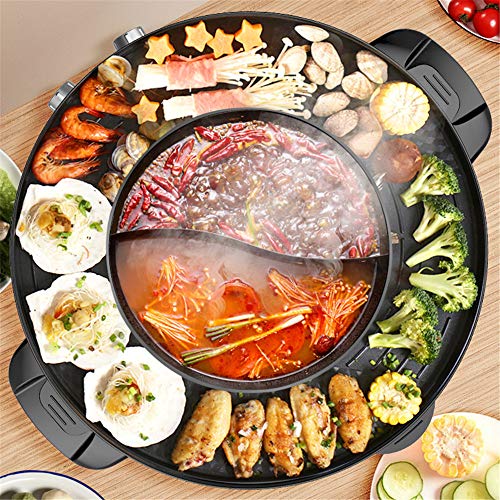 2-in-1 Electric Hot Pot Grill Cooker with Dual Temperature Control