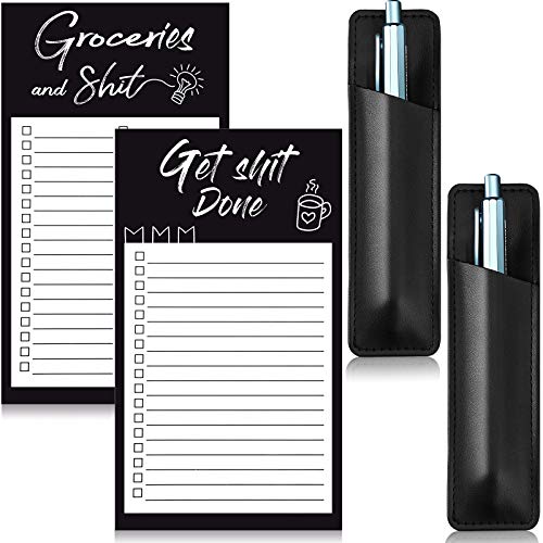 2 Magnetic Grocery List Notepads with Pen Holder