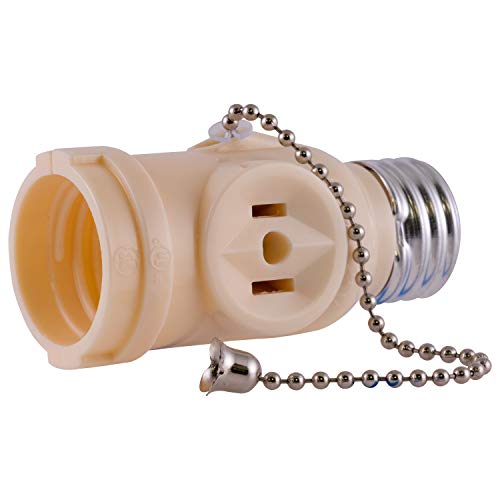 2-Outlet Socket Adapter with Pull Chain Light Control
