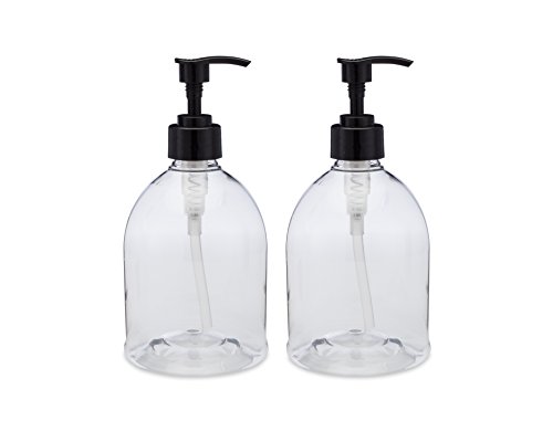 (2 Pack) Earth's Essentials Versatile 16 Ounce Refillable Designer Pump Bottles