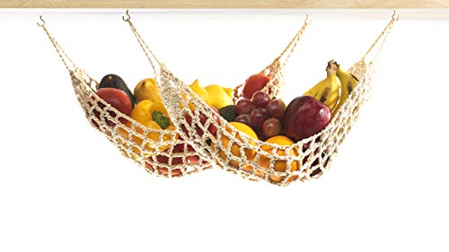 Nomnu Cotton Fruit Hammock Set with Hooks - Space-Saving Kitchen Storage
