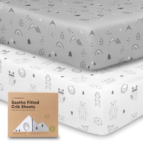 KeaBabies Organic Jersey Crib Sheets - 2-Pack Woodland Print