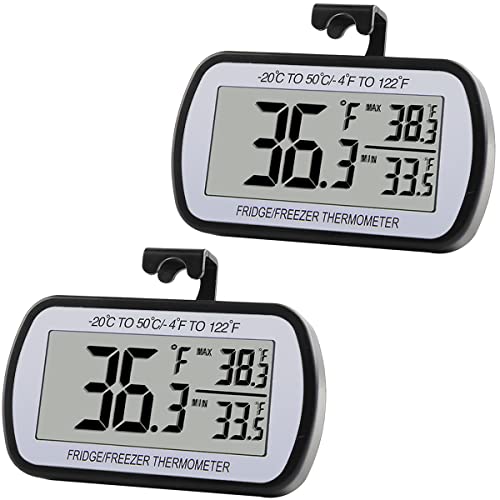 Fridge Thermometer, 2pcs Digital Freezer Thermometers, Upgraded Fridge  Thermometer With Large Lcd Display, E Magnetic, Max/min For Kitchen, Home,  Rest