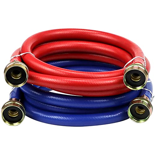 6FT Rubber Washing Machine Hoses - Hot/Cold Water Connection Lines by Fetechmate