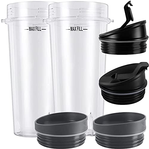 32OZ Replacement Cups Compatible with Ninja Nutri BN401, SS101, BN400,  BN800, BN801, SS351, SS151 TWISTi DUO Blender, with Upgraded Sip and Seal  Lids