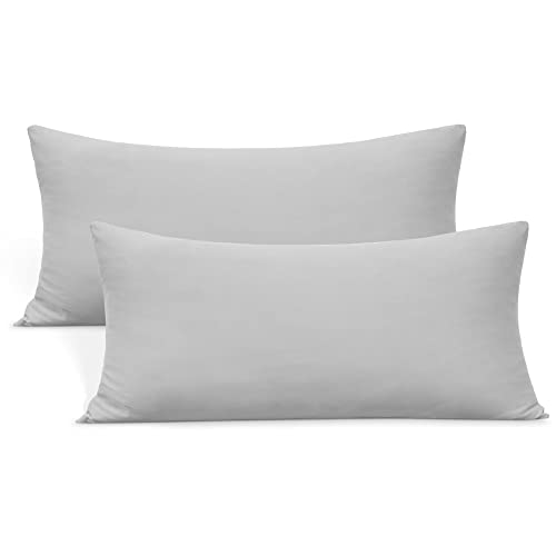N&Y HOME King Size Jersey Knit Soft Pillowcase Set - 2-Pack Light Gray
